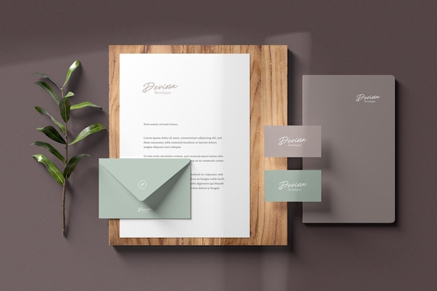 Mockup di branding e cancelleria