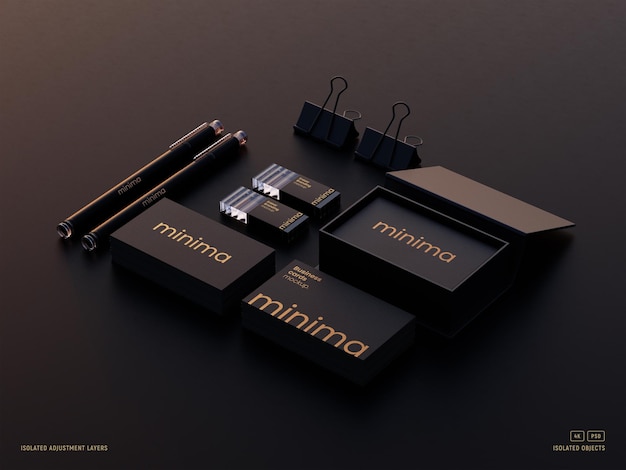 PSD branding stationery set mockup with business cards and postcard