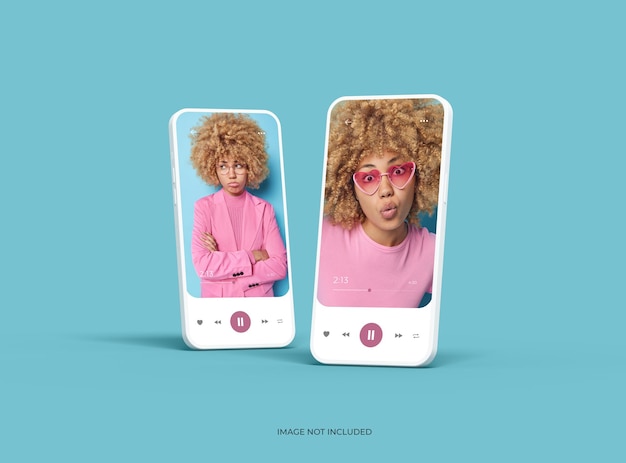 Brandløs smartphone-skabelon med tilpasseligt design til UIUX-produktfremvisning i 3D-rendering
