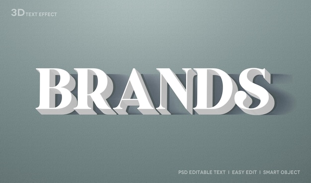 PSD brands 3d text style effect mockup template