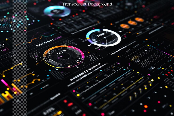PSD brands use interactive infographics to showcase their products on transparent background