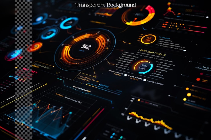 PSD brands use interactive infographics to showcase their products on transparent background