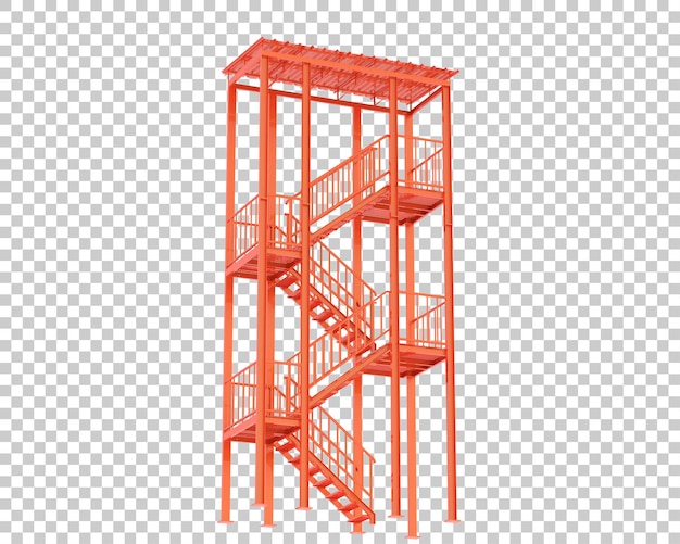 Brandtrap trappen geïsoleerd op transparante achtergrond 3d-rendering illustratie