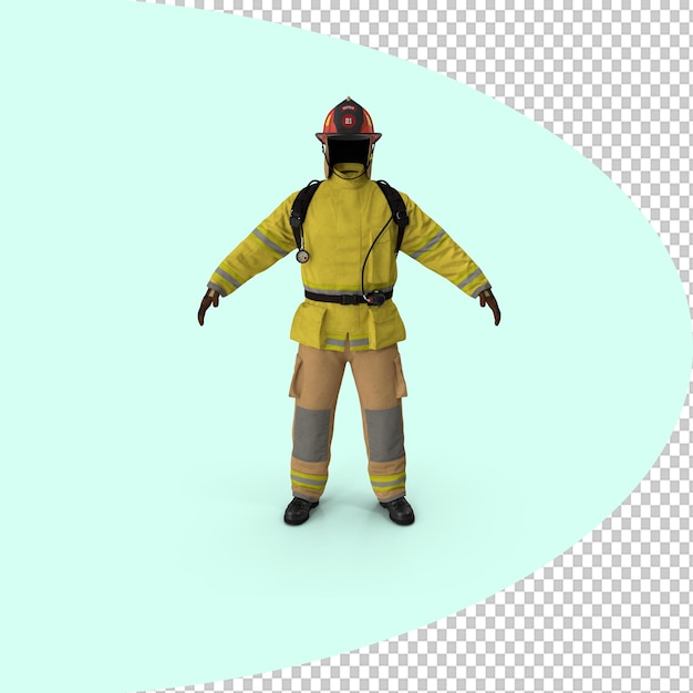 Brandweerman in volledige uitrusting en uniform.