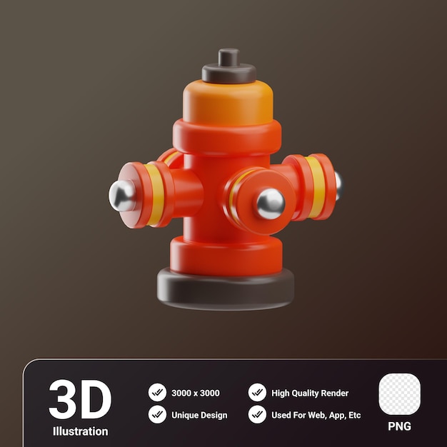 PSD brandweerman object hydrant 3d-illustratie