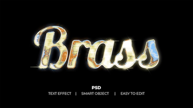 Brass 3d text effect template