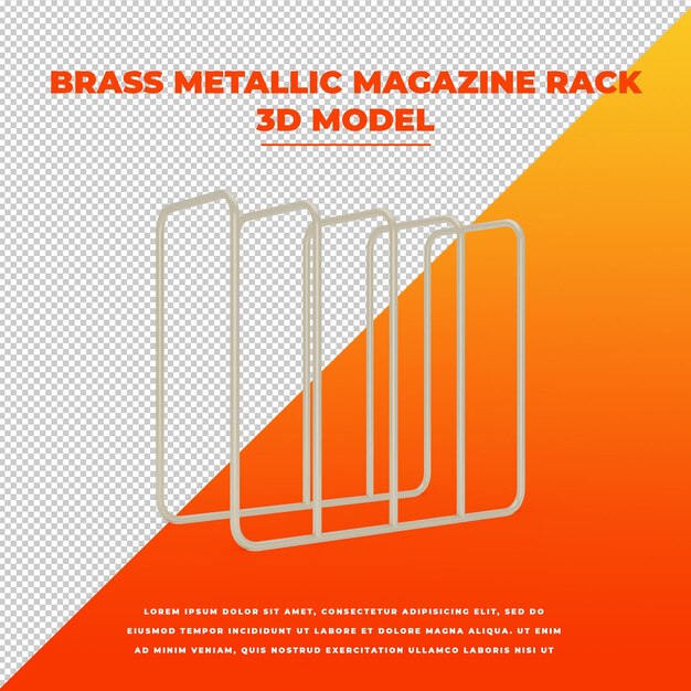 Brass metallic magazine rack isolated 3d model