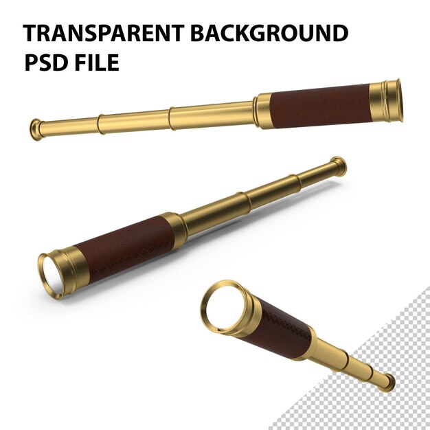 PSD brass spyglass telescope png