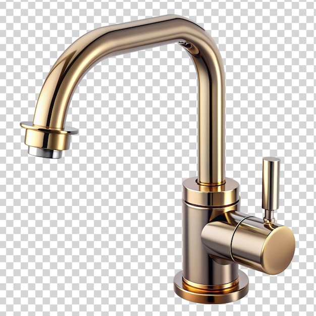 PSD brass and stainless faucet isolated on transparent background