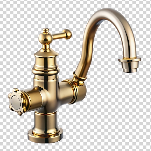 PSD brass and stainless faucet isolated on transparent background