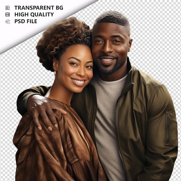 PSD brave black couple ultra realistic style white background