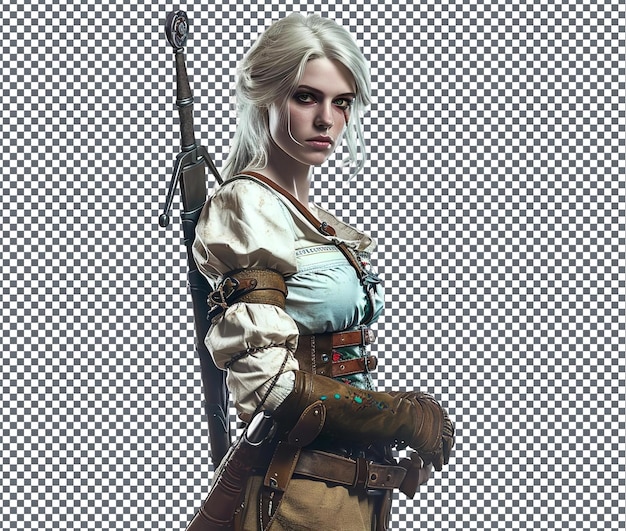 PSD brave ciri the witcher isolated on transparent background