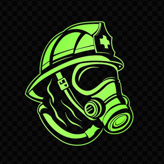 PSD brave firefighter mascot logo with a helmet and hose designe psd vector tshirt tattoo ink art