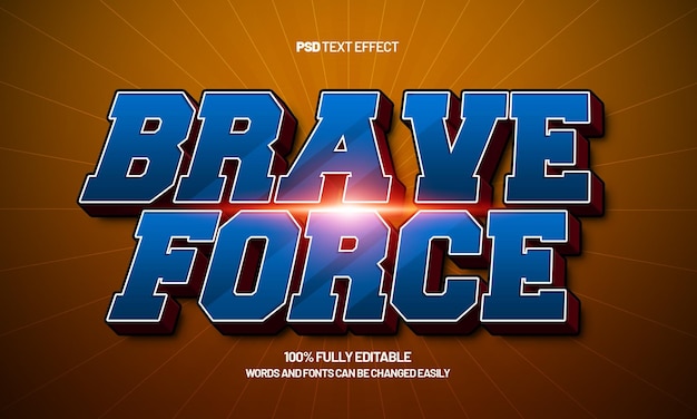brave force editable text effect with a hero and super text effect