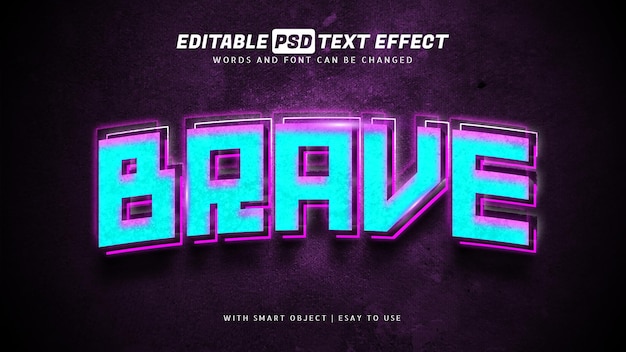 Brave glowing 3d text effect