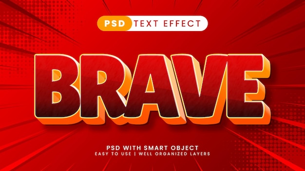 Brave hero super 3d editable text effect