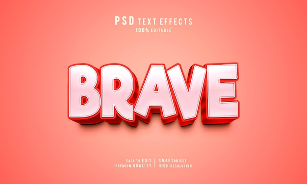 Brave strong bold creative 3d editable text effect style template