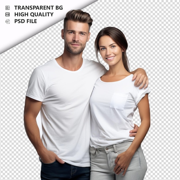 Brave white couple ultra realistic style white background