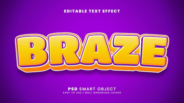 Braze 3d editable text effect template
