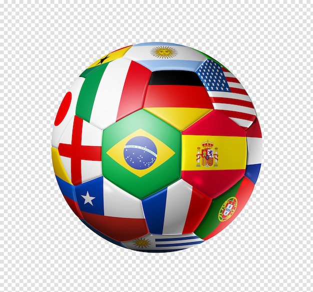 PSD brazil 2014,football soccer ball with world teams flags