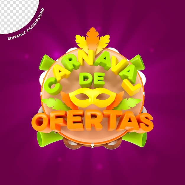 Brazil Carnival Element 3D logo For Composition PSD Render