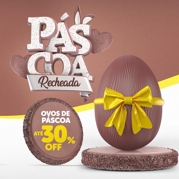 PSD brazil easter banner retail sale comercio 3d rendering