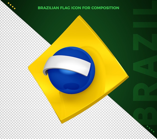 PSD brazil flag 3d icon for composition