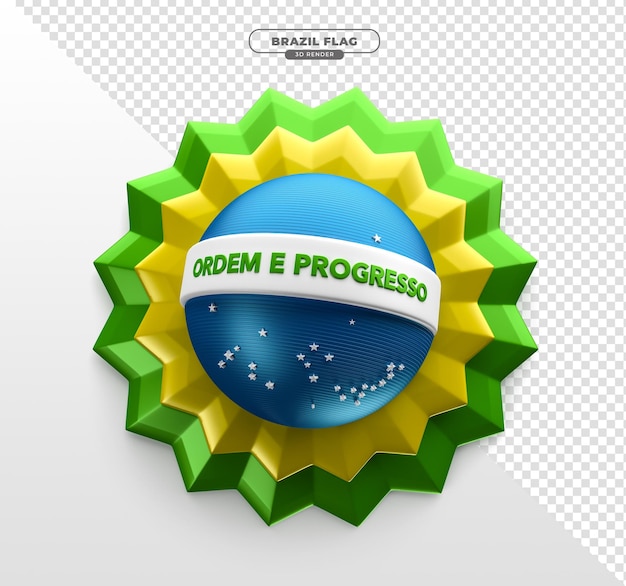 Brazil flag in 3d realistic render