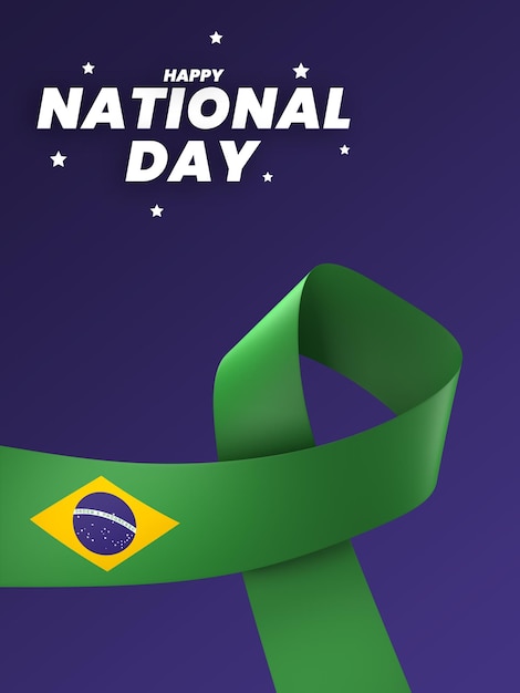 PSD brazil flag element design national independence day banner ribbon psd