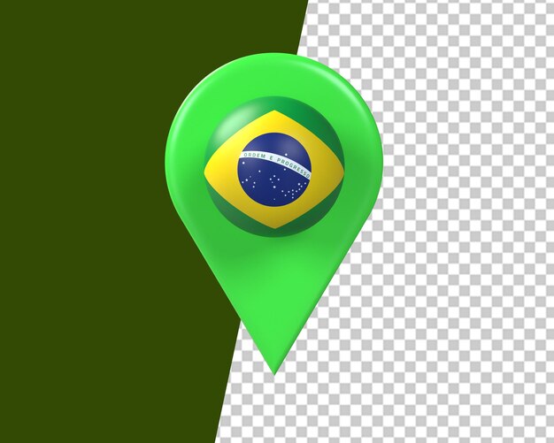 Brazil flag pin map 3d