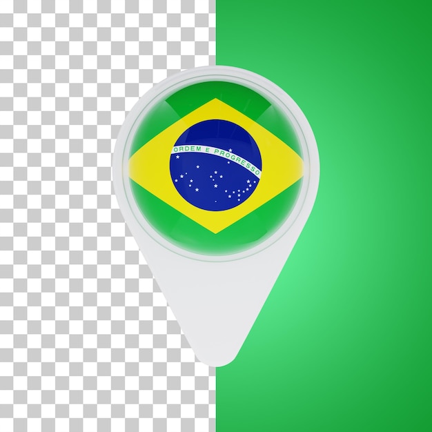 Brazil flag pin map location 3d illustration