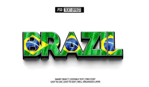 Brazil flag text effect psd template