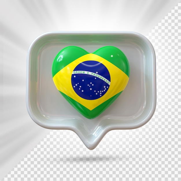 Brazil heart flag 3d