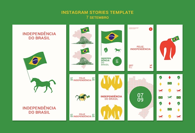 PSD progettazione di storie di instagram del giorno dell'indipendenza del brasile