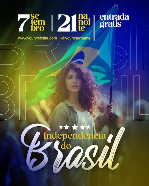 Brazil independence day psd design template for social media post