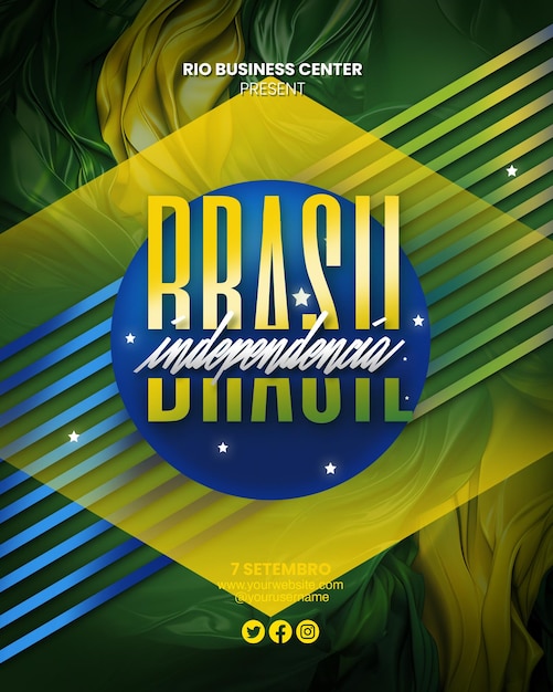 PSD brazil independence day psd typographic design template for social media post