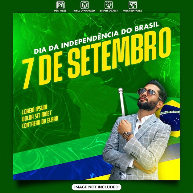 PSD 브라질 독립 기념일 소셜 미디어 게시물 템플릿