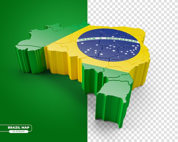 PSD 3dレンダリングのフラグとブラジルの等角図