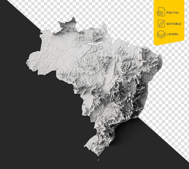 ブラジル国旗の地図 黒い背景の3Dイラスト