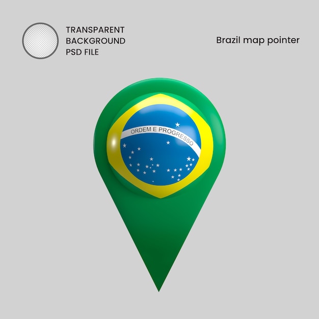 Brazil Map Pointer Icon 3D