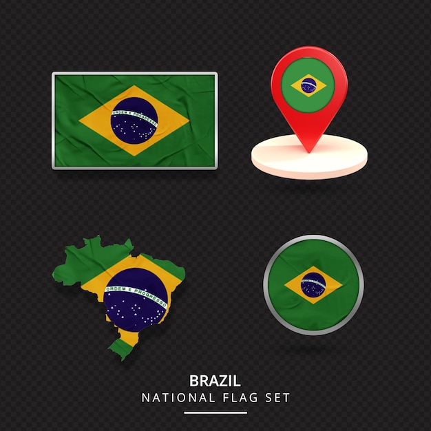 PSD brazil national flag map location element design