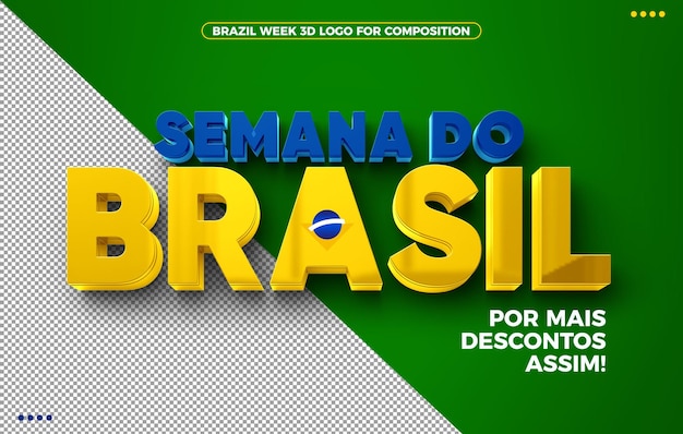 PSD brazil week 3d logo with more discount