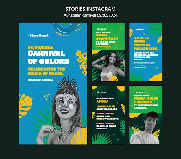 PSD braziliaanse carnaval instagram verhalen