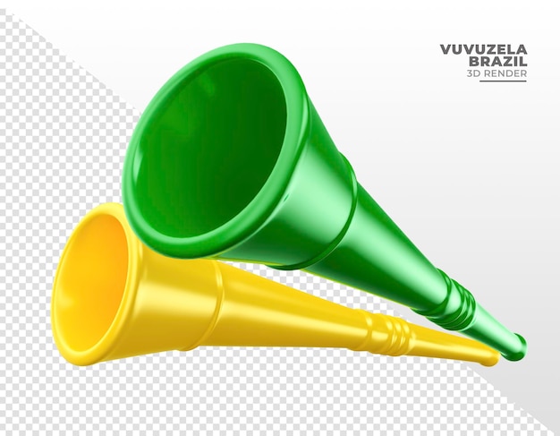 Braziliaanse platte voetbal trompet vuvuzela geïsoleerde 3d-rendering