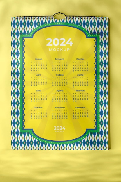 Brazilian aesthetic calendar 2024 mockup