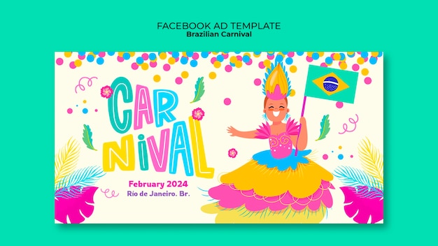 PSD template di facebook per la celebrazione del carnevale brasiliano