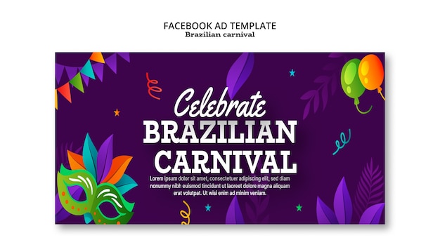 PSD ブラジルのカーニバル祝いのフェイスブックテンプレート