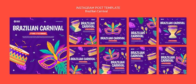 PSD brazilian carnival celebration  instagram posts