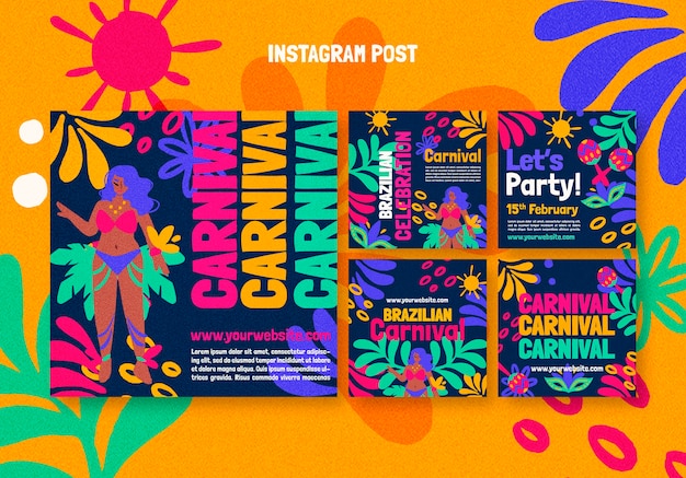 PSD post su instagram della celebrazione del carnevale brasiliano