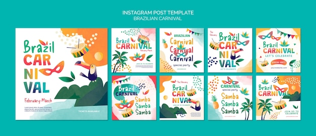 PSD brazilian carnival celebration  instagram posts
